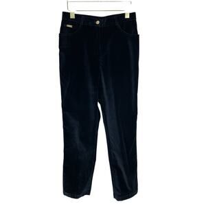 St. John Sport by Marie Gray High Rise Straight Leg Velvet Pants Black Size 8